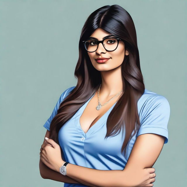 A portrait of Mia Khalifa, a former adult film actress and media personality, depicted in a respectful and tasteful manner