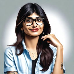 A portrait of Mia Khalifa, a former adult film actress and media personality, depicted in a respectful and tasteful manner