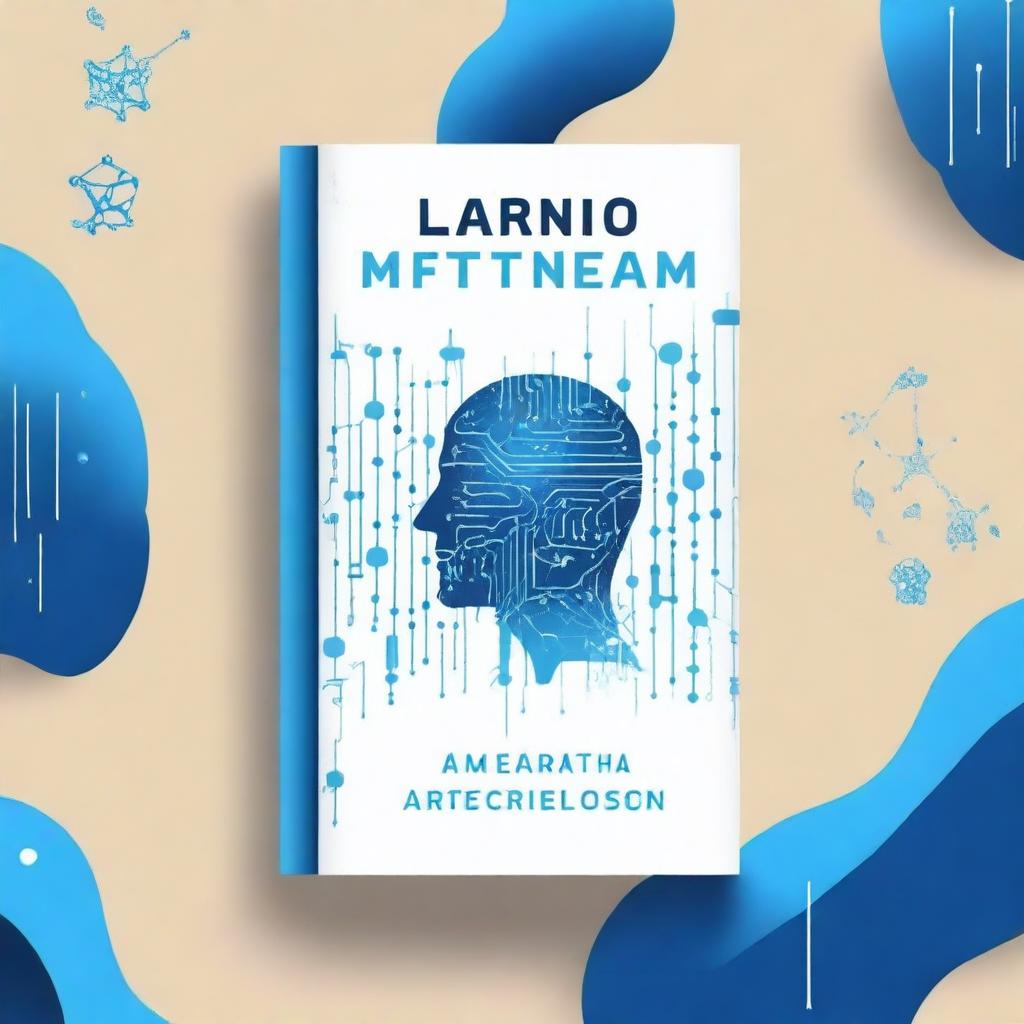 A futuristic book cover showcasing the theme of learning Artificial Intelligence