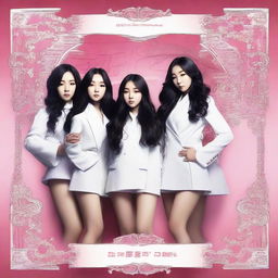 Create a hyper photorealistic album cover for a 5-member Korean girl group named hype:gen