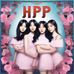 Create a hyper photorealistic album cover for a 5-member Korean girl group named hype:gen