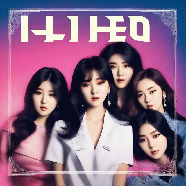 Create a hyper photorealistic album cover for a 5-member Korean girl group named hype:gen