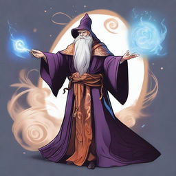 A detailed illustration of a wizard casting a spell