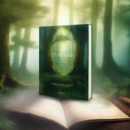 Create a captivating book cover featuring a mystical forest with a hidden ancient temple