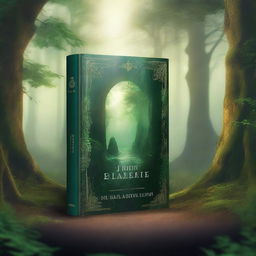 Create a captivating book cover featuring a mystical forest with a hidden ancient temple