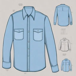 A detailed illustration of a classic workshirt