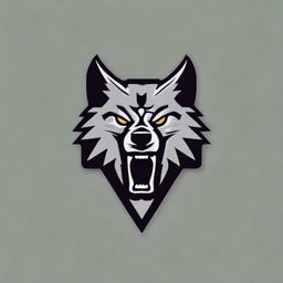 A highly detailed iron wolf head logo with a fierce expression