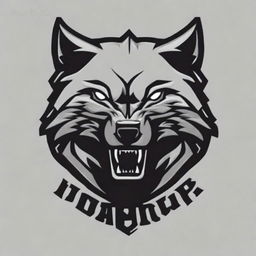 A highly detailed iron wolf head logo with a fierce expression