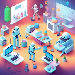 A vibrant and futuristic scene showcasing AI technology making everyday tasks easier