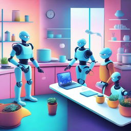 A vibrant and futuristic scene showcasing AI technology making everyday tasks easier