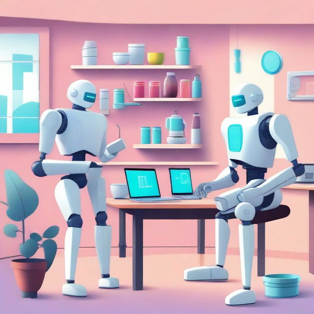 A futuristic scene where AI technology simplifies daily life