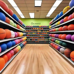 A vibrant store filled with basketballs of various colors and sizes