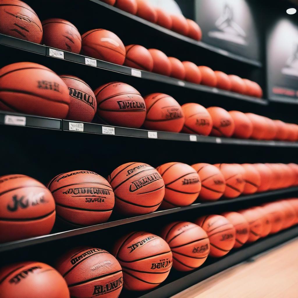 An image showcasing the top basketballs for sale in a sports store