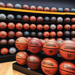 An image showcasing the top basketballs for sale in a sports store