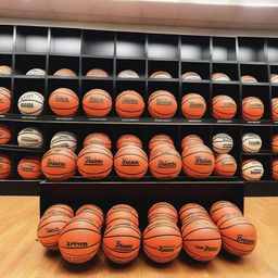 An image showcasing the top basketballs for sale in a sports store