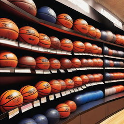 An image showcasing the top basketballs for sale in a sports store