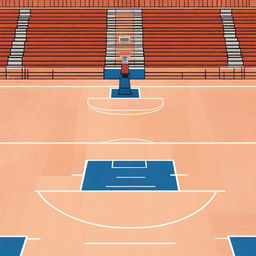 A detailed illustration of a basketball court, complete with markings for the three-point line, free-throw line, and center circle