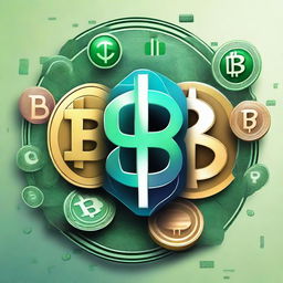 A digital illustration of cash and cryptocurrency symbols intertwined