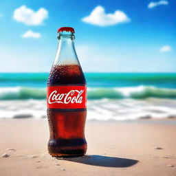 A vibrant and refreshing image of a Coca-Cola bottle with droplets of condensation