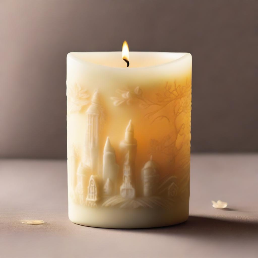 A candle of memories, glowing gently with a warm light