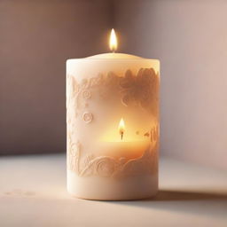 A 2D illustration of a candle of memories, glowing gently with a warm light