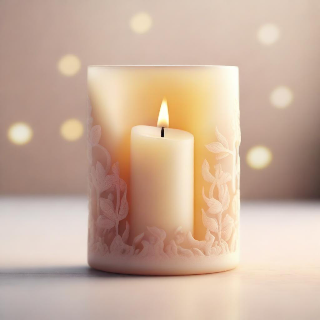 A 2D illustration of a candle of memories, glowing gently with a warm light