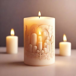 A 2D illustration of a candle of memories, glowing gently with a warm light