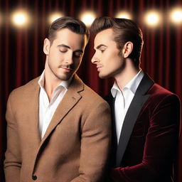 A captivating book cover for a gay theater romance novel