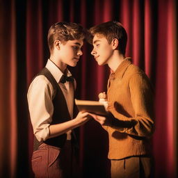 A heartwarming scene depicting a gay teen theater romance