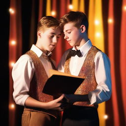 A heartwarming scene depicting a gay teen theater romance