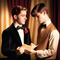 A touching scene depicting a gay young adult theater romance