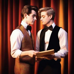 A heartwarming scene depicting a gay theater romance