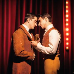 A heartwarming scene depicting a gay theater romance