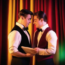 A heartwarming scene depicting a gay theater romance