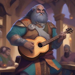 A handsome Goliath bard in the Dungeons & Dragons (DnD) universe