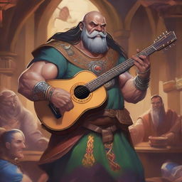 A handsome Goliath bard in the Dungeons & Dragons (DnD) universe