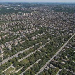 Aerial view of Avdiivka, Ukraine showing the urban landscape, residential buildings, streets, and surrounding nature in daytime.