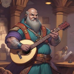 A handsome Goliath bard in the Dungeons & Dragons (DnD) universe