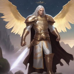 A male Aasimar character in the Dungeons & Dragons (DnD) universe