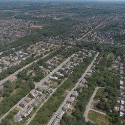 Aerial view of Avdiivka, Ukraine showing the urban landscape, residential buildings, streets, and surrounding nature in daytime.