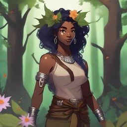 A black female druid character in the Dungeons & Dragons (DnD) universe