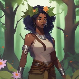 A black female druid character in the Dungeons & Dragons (DnD) universe