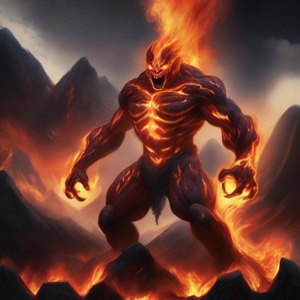 A powerful fire elemental, composed entirely of roaring flames and molten lava