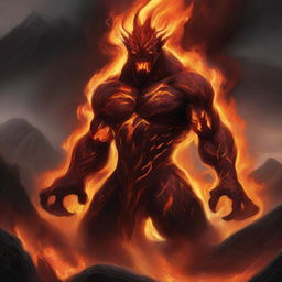 A powerful fire elemental, composed entirely of roaring flames and molten lava