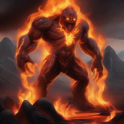 A powerful fire elemental, composed entirely of roaring flames and molten lava