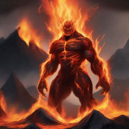 A powerful fire elemental, composed entirely of roaring flames and molten lava