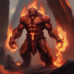 A powerful fire elemental character in the Dungeons & Dragons (DnD) universe