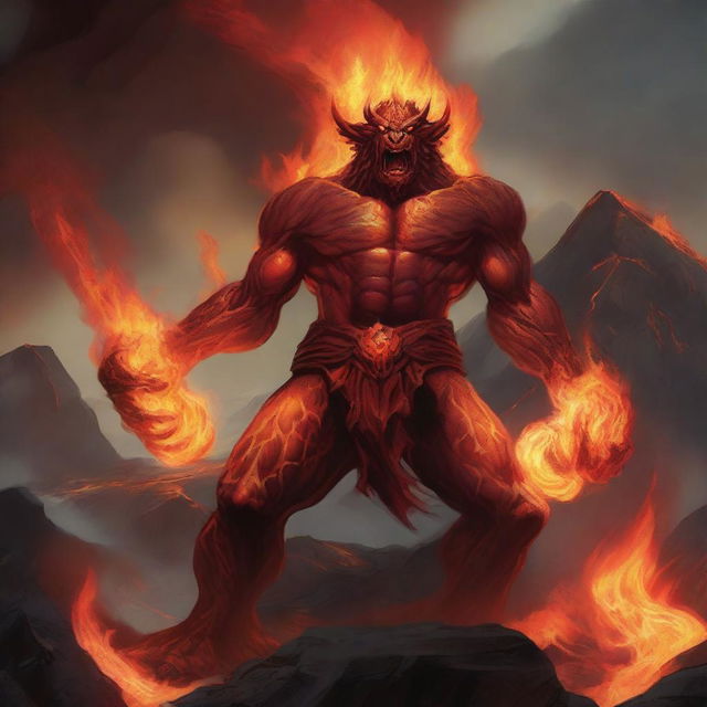 A powerful fire elemental character in the Dungeons & Dragons (DnD) universe