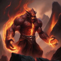 A powerful fire elemental character in the Dungeons & Dragons (DnD) universe