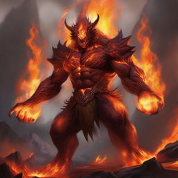 A powerful fire elemental character in the Dungeons & Dragons (DnD) universe